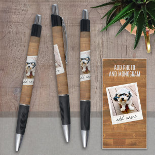Rustikales Holz mit quadratischem Foto Kugelschreiber
