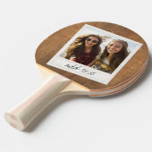 Rustikales Holz mit quadratischem Foto Tischtennis Schläger (Vorderseite)