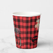 Rustikales Holz mit roten Karierten Add-Name-Papie Pappbecher (Rechts)