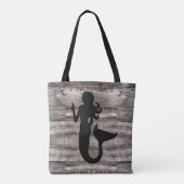 rustikales Holz mit Silhouette MERMAID | Tasche (Rückseite)