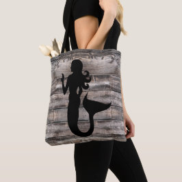 rustikales Holz mit Silhouette MERMAID | Tasche