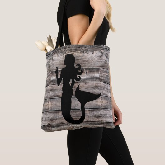 rustikales Holz mit Silhouette MERMAID | Tasche (Von Nahem)