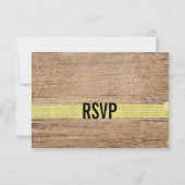 Rustikales Holz mit Silverware Wedding RSVP Card Karte (Rückseite)