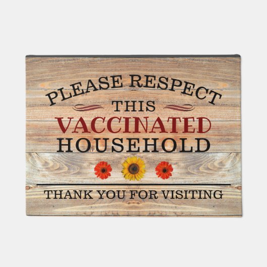 Rustikales Holz mit Sonnenblumen VACCINTED Willkom Fußmatte (Vorderseite)