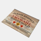 Rustikales Holz mit Sonnenblumen VACCINTED Willkom Fußmatte (Schrägansicht)