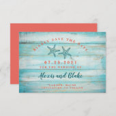 Rustikales Holz mit Starfish Save the Date Karte (Vorne/Hinten)
