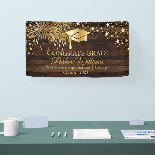 Rustikales Holz mit Ton Glückwunsch Grad Banner (Messe)