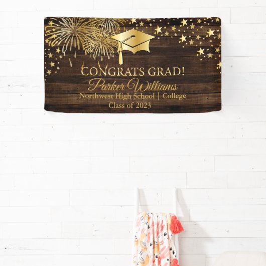 Rustikales Holz mit Ton Glückwunsch Grad Banner (InSitu)