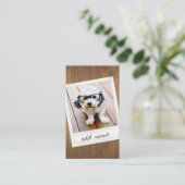 Rustikales Holz mit Vintagem quadratischem Foto Visitenkarte (Stehend Vorderseite)