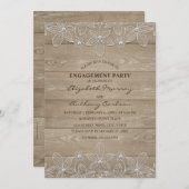 Rustikales Holz mit Vintager Spitze Einladung (Vorne/Hinten)