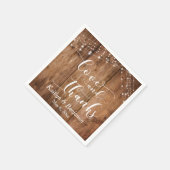 Rustikales Holz mit weißem Licht, Liebe und Dank Serviette (Ecke)