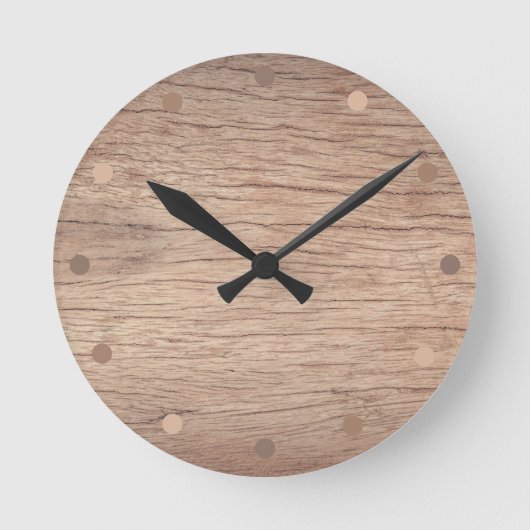 Rustikales Holz modern Runde Wanduhr (Vorderseite)