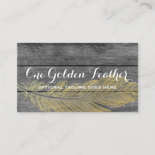 Rustikales Holz & moderne goldene Feder Bohemian C Visitenkarte