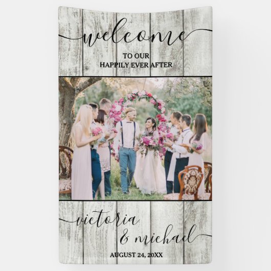 Rustikales Holz Modernes Hochzeitsbild Foto Willko Banner (Vertikal)
