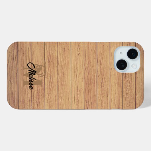 Rustikales Holz, monogramiert Case-Mate iPhone Hülle (Rückseite (Horizontal))