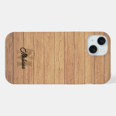 Rustikales Holz, monogramiert iPhone Hülle (Rückseite (Horizontal))