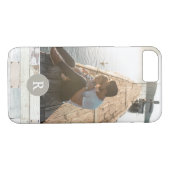 rustikales Holz + Monogramm Case-Mate iPhone Hülle (Rückseite (Horizontal))