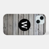 Rustikales Holz Monogramm iPhone 15 Hülle (Rückseite (Horizontal))