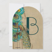 Rustikales Holz Musical Peacock Bird Cage Feather Einladung (Rückseite)