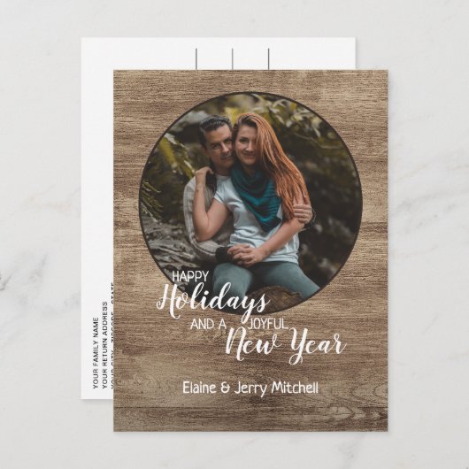 Rustikales Holz Muster Saisonurlaub Gruß Postkarte (Vorne/Hinten)