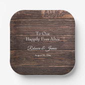 Rustikales Holz nach Hochzeitsfeier Pappteller (Vorderseite)