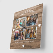Rustikales Holz Nana Papa 4 Foto Großmutter-Gesche Quadratische Wanduhr (Winkel)