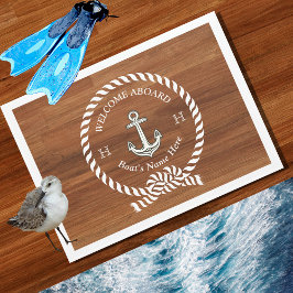 Rustikales Holz Nautical Boat Name Anchor Seil Wil Fußmatte
