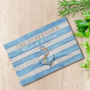 Rustikales Holz Nautical Stripes Family Beach Hous Geschirrtuch