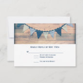 Rustikales Holz-Navy-Banner Hochzeitskarten RSVP Karte (Vorderseite)