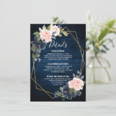 Rustikales Holz Navy Blue Blush Pink Geometrie Det Begleitkarte (Stehend Vorderseite)