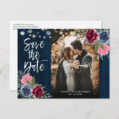 Rustikales Holz Navy Blue Burgundy Foto Save the D Postkarte (Vorne/Hinten)