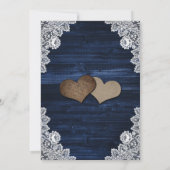 Rustikales Holz Navy Blush Pink Blues Hochzeit Einladung (Rückseite)