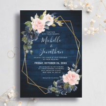 Rustikales Holz Navy Blush Pink Geometric Wedding