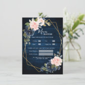 Rustikales Holz Navy Blush Pink Geometric Wedding Menükarte (Stehend Vorderseite)