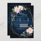 Rustikales Holz Navy Blush Pink Geometric Wedding Menükarte (Vorne/Hinten)