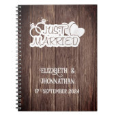 Rustikales Holz nur verheiratet Eleganter Hochzeit Notizblock (Vorderseite)