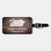 Rustikales Holz nur verheiratet Weiße Typografie P Gepäckanhänger (Vorderseite horizontal)