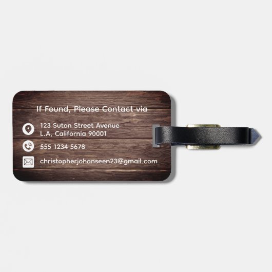 Rustikales Holz nur verheiratet Weiße Typografie P Gepäckanhänger (Rückseite horizontal)