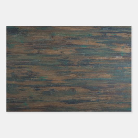 Rustikales Holz Olivenöl Grüne Schneeflocke glückl Geschenkpapier Set (Vorderseite 3)