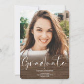 Rustikales Holz ombre Skript 4 Foto Abschluss Ankündigung (Vorderseite)