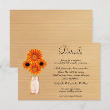 Rustikales Holz Orange Blumenmason Jar Wedding Det