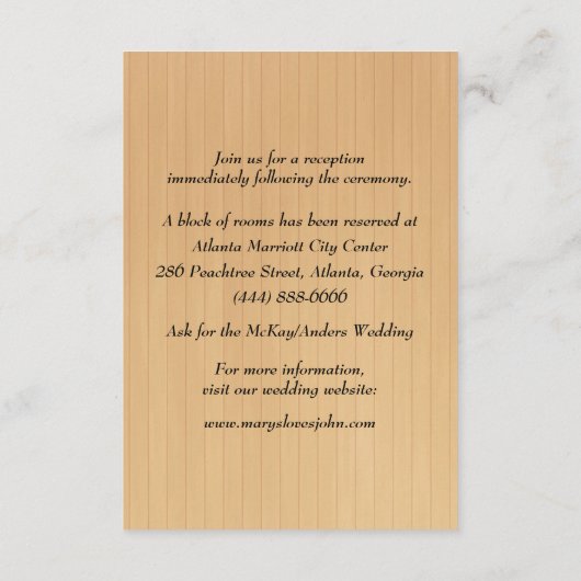 Rustikales Holz Orange Blumenmason Jars Details Begleitkarte (Rückseite)