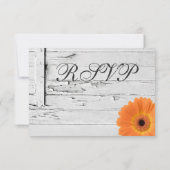 Rustikales Holz Orange Gerber Daisy Wedding RSVP C Karte (Rückseite)
