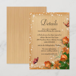 Rustikales Holz Orangefarbene Butterfly Hochzeitsd Begleitkarte