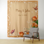 Rustikales Holz Orangefarbener Schmetterling Hinte Wandteppich (Beispiel)