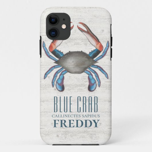 Rustikales Holz Ozean Wildlife Nautic Blue Crab Case-Mate iPhone Hülle (Rückseite)