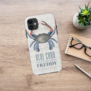 Rustikales Holz Ozean Wildlife Nautic Blue Crab Case-Mate iPhone Hülle