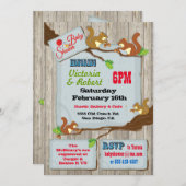 Rustikales Holz Paare Kinderdusche Einladungen (Vorne/Hinten)