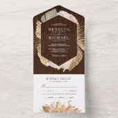 Rustikales Holz Pampas Gras getrocknete Palmen Blä All In One Einladung (Innen Boden)