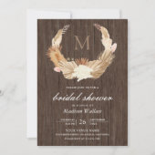 Rustikales Holz Pampas Wreath getrocknetes Palm Br Einladung (Vorderseite)
